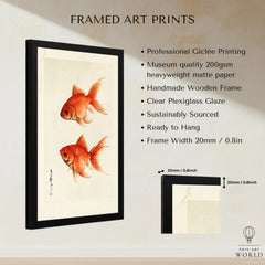 Japanese Goldfish Wall Art – Ukiyo-e Inspired Art Print — framed print details measurements quality details