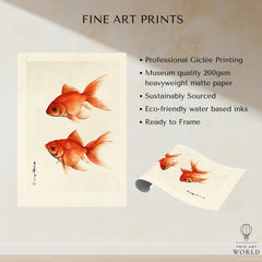 Japanese Goldfish Wall Art – Ukiyo-e Inspired Art Print — fine art print unframed quality details