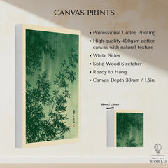 Japanese Bamboo Leaves Art Print – Green Vintage Botanical Wall Art — canvas print stretched cotton canvas details