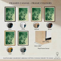 Japanese Bamboo Leaves Art Print – Green Vintage Botanical Wall Art — framed canvas float frame colour options