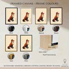Japanese Fox Art Print – Vintage Ukiyo-e Style Wall Art — framed canvas float frame colour options