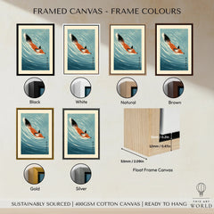 Japanese Fox Art Print – Blue Vintage Japanese Wall Art — framed canvas float frame colour options