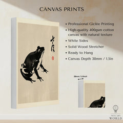 Japanese Frog Art Print – Vintage Ukiyo-e Style Wall Art — canvas print stretched cotton canvas details