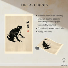Japanese Frog Art Print – Vintage Ukiyo-e Style Wall Art — fine art print unframed quality details