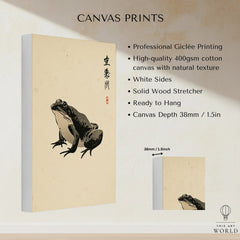 Japanese Frog Wall Art – Vintage Japanese Animal Print — canvas print stretched cotton canvas details
