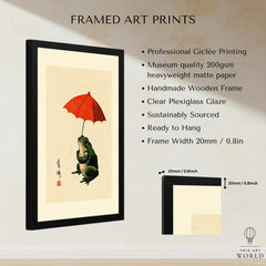 Japanese Frog Wall Art – Vintage Umbrella Art Print — framed print details measurements quality details