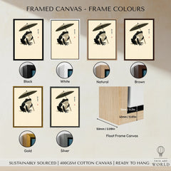 Japanese Frog Art Print – Traditional Umbrella Wall Decor — framed canvas float frame colour options