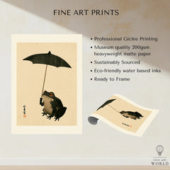 Vintage Japanese Frog Art Print – Umbrella Wall Art — fine art print unframed quality details