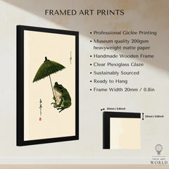 Japanese Frog Art Print – Vintage Parasol Wall Art — framed print details measurements quality details