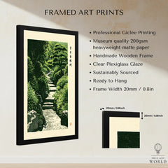 Japanese Garden Art Print – Vintage Landscape Wall Art — framed print details measurements quality details