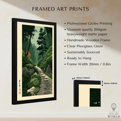 Japanese Garden Path Wall Art – Vintage Japan Print — framed print details measurements quality details