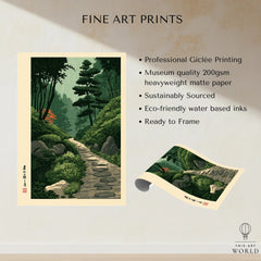 Japanese Garden Path Wall Art – Vintage Japan Print — fine art print unframed quality details
