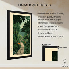Japanese Garden Landscape Print – Vintage Wall Art — framed print details measurements quality details