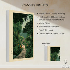 Japanese Garden Landscape Print – Vintage Wall Art — canvas print stretched cotton canvas details