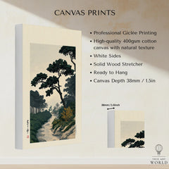Japanese Pine Garden Art Print – Vintage Landscape Wall Art — canvas print stretched cotton canvas details