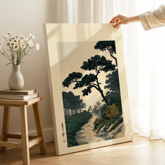Japanese Pine Garden Art Print – Vintage Landscape Wall Art — canvas print mirror edge hand holding room setting