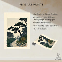 Japanese Pine Garden Art Print – Vintage Landscape Wall Art — fine art print unframed quality details