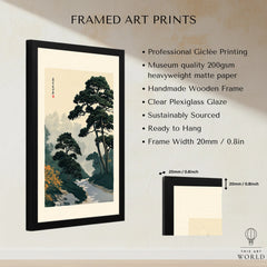 Japanese Garden Wall Art – Vintage Pine Landscape Print — framed print details measurements quality details