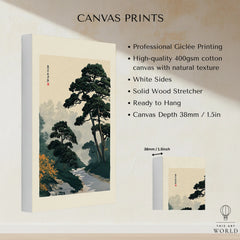 Japanese Garden Wall Art – Vintage Pine Landscape Print — canvas print stretched cotton canvas details