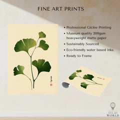 Japanese Ginkgo Leaf Art Print – Vintage Botanical Wall Art — fine art print unframed quality details