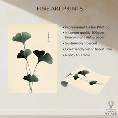 Japanese Ginkgo Leaf Wall Art – Vintage Botanical Print — fine art print unframed quality details