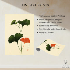 Japanese Ginkgo Leaf Print – Vintage Japan Botanical Art — fine art print unframed quality details