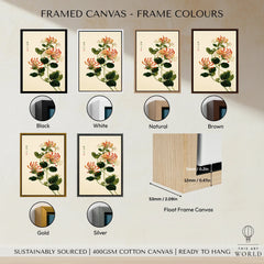Japanese Floral Art Print – Honeysuckle Botanical Wall Art — framed canvas float frame colour options