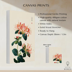 Japanese Honeysuckle Wall Art – Vintage Flower Print — canvas print stretched cotton canvas details