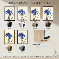 Japanese Iris Art Print – Vintage Japanese Flower Wall Art — framed canvas float frame colour options