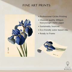 Japanese Blue Iris Wall Art – Vintage Botanical Print — fine art print unframed quality details