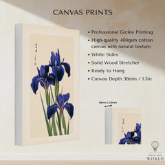 Japanese Iris Flower Print – Vintage Japan Botanical Art — canvas print stretched cotton canvas details