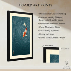 Japanese Koi Wall Art – Blue Minimalist Art Print — framed print details measurements quality details