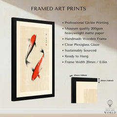 Japanese Koi Fish Art Print – Vintage Japanese Wall Art — framed print details measurements quality details