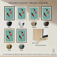 Japanese Koi Wall Art – Vintage Ukiyo-e Style Fish Print — framed canvas float frame colour options