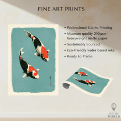 Japanese Koi Wall Art – Vintage Ukiyo-e Style Fish Print — fine art print unframed quality details
