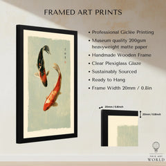 Japanese Koi Fish Wall Art – Vintage Japan Art Print — framed print details measurements quality details