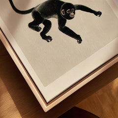 Japanese Monkey Art Print – Vintage Ukiyo-e Style Wall Art — closeup framed canvas natural wood floating frame