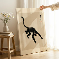 Japanese Monkey Art Print – Vintage Ukiyo-e Style Wall Art — canvas print mirror edge hand holding room setting