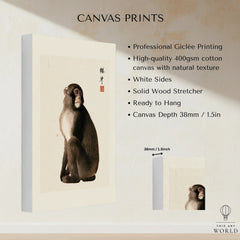 Vintage Japanese Monkey Art Print – Animal Wall Art — canvas print stretched cotton canvas details