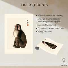 Vintage Japanese Monkey Art Print – Animal Wall Art — fine art print unframed quality details