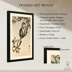 Japanese Monkey Wall Art – Vintage Botanical Art Print — framed print details measurements quality details