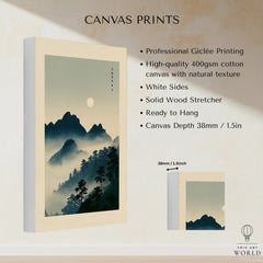 Japanese Mountain Wall Art – Vintage Landscape Print — canvas print stretched cotton canvas details