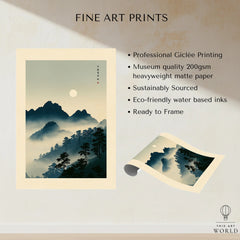 Japanese Mountain Wall Art – Vintage Landscape Print — fine art print unframed quality details