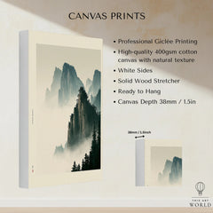 Japanese Mountain Landscape Print – Vintage Wall Art — canvas print stretched cotton canvas details