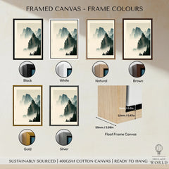 Japanese Mountain Landscape Print – Vintage Wall Art — framed canvas float frame colour options