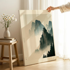 Japanese Mountain Landscape Print – Vintage Wall Art — canvas print mirror edge hand holding room setting