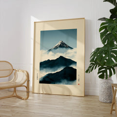 Mount Fuji Art Print – Vintage Japanese Mountain Wall Art — large framed print room setting chair plant