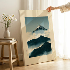 Mount Fuji Art Print – Vintage Japanese Mountain Wall Art — canvas print mirror edge hand holding room setting