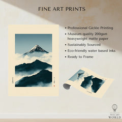 Mount Fuji Art Print – Vintage Japanese Mountain Wall Art — fine art print unframed quality details