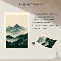 Japanese Mountain Art Print – Forest Landscape Wall Art — fine art print unframed quality details